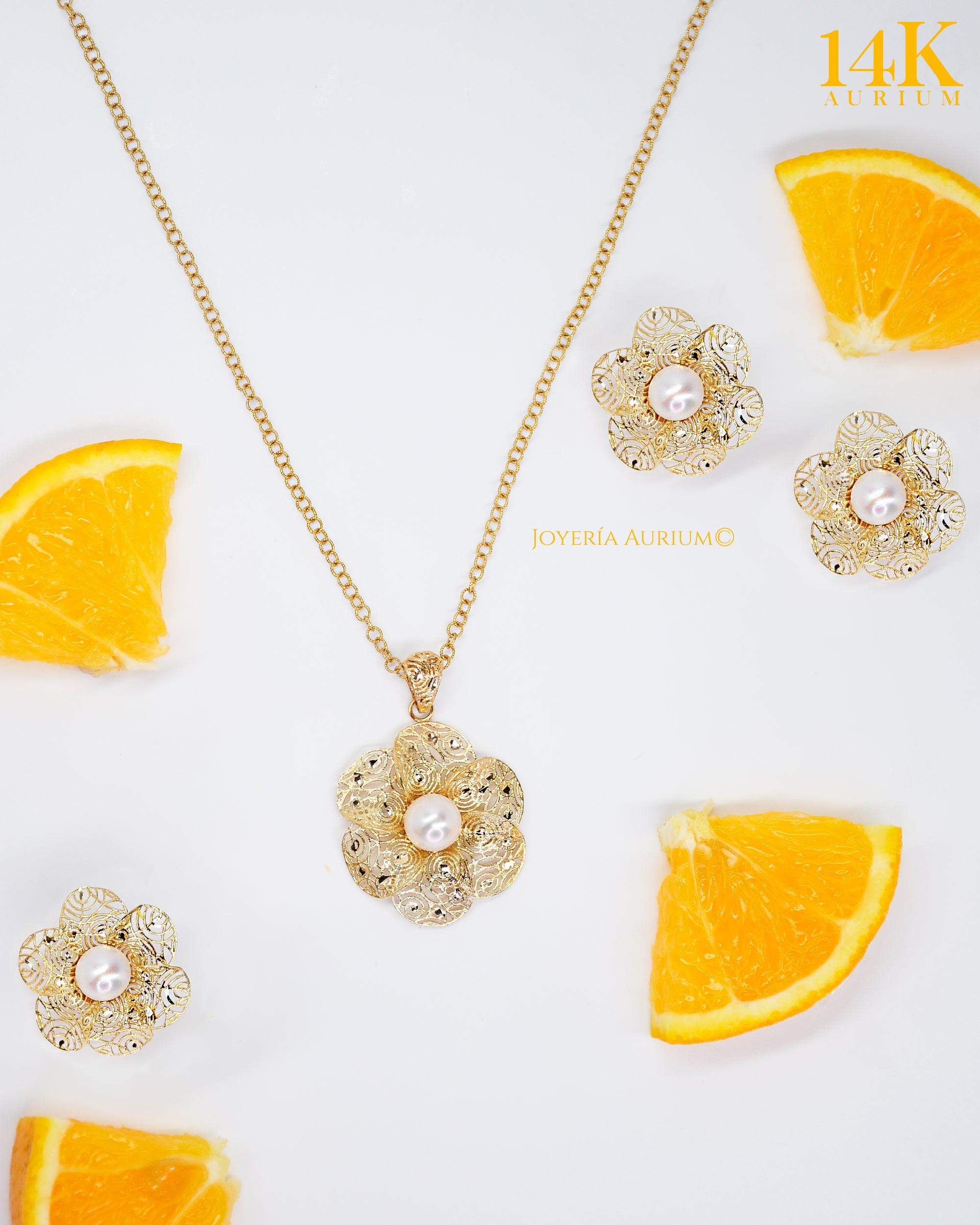 Set Floral De Oro